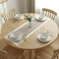 Cotton Off White & Beige Table Runner (Pack of 1)