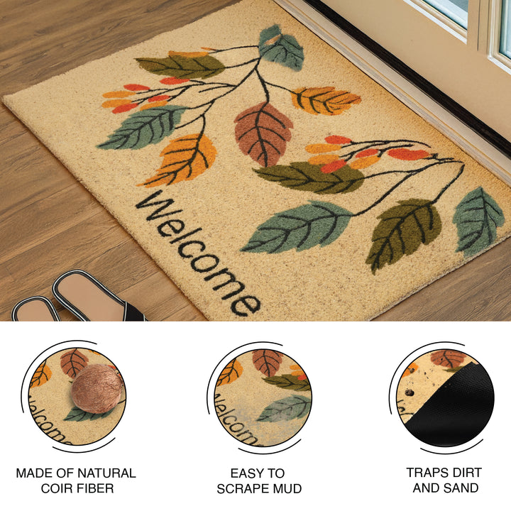 Coir Door Mats for Home Entrance Thick Anti-slip Welcome Doormat with PVC Back | Ideal for Indoor, Outdoor, Patio, Home and Office | Durable and Easy to Clean