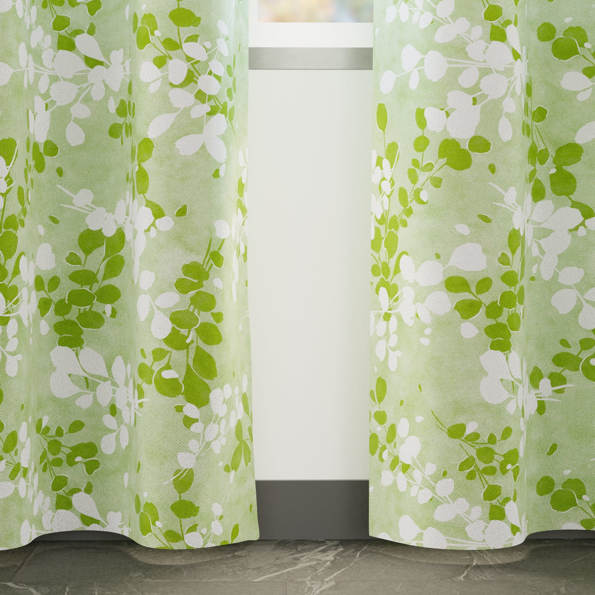 Blackout Polyester L2 Green Curtain (Pack of 2)