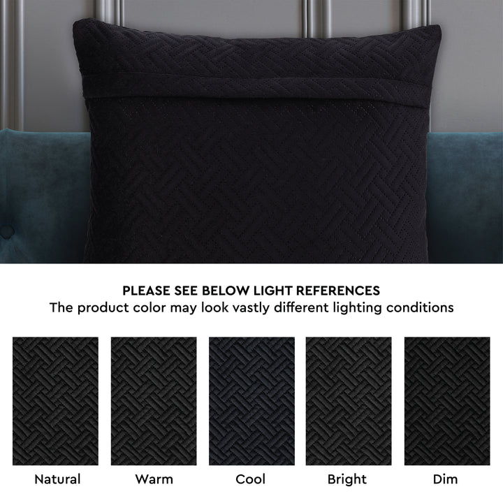 Quilted Velvet Black Cushion Cover (Pack of 1)