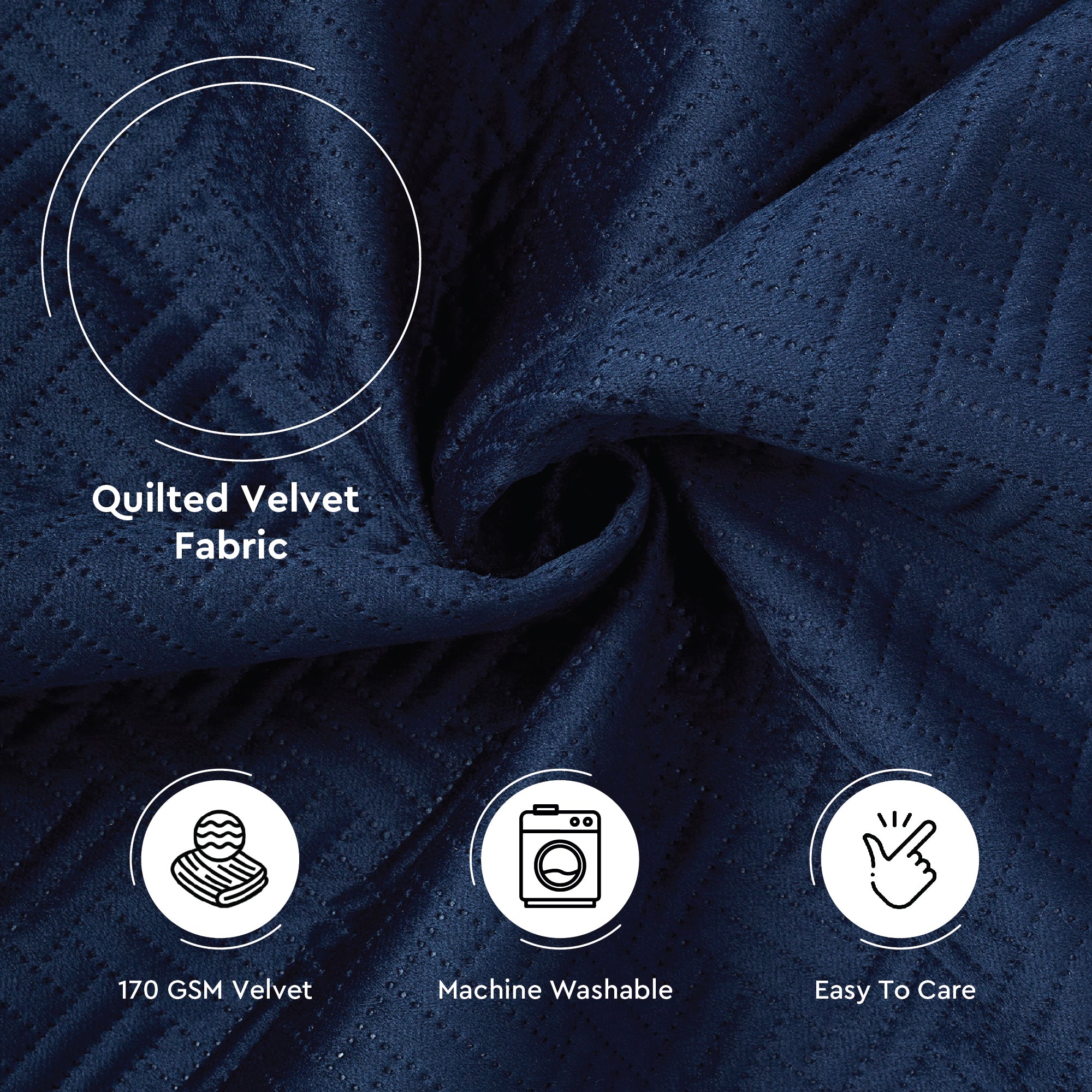 Quilted Velvet Fabric by Meters 54 Inches Wide | 170 GSM | Ideal For Curtain, Cushion, Upholstery, Bags