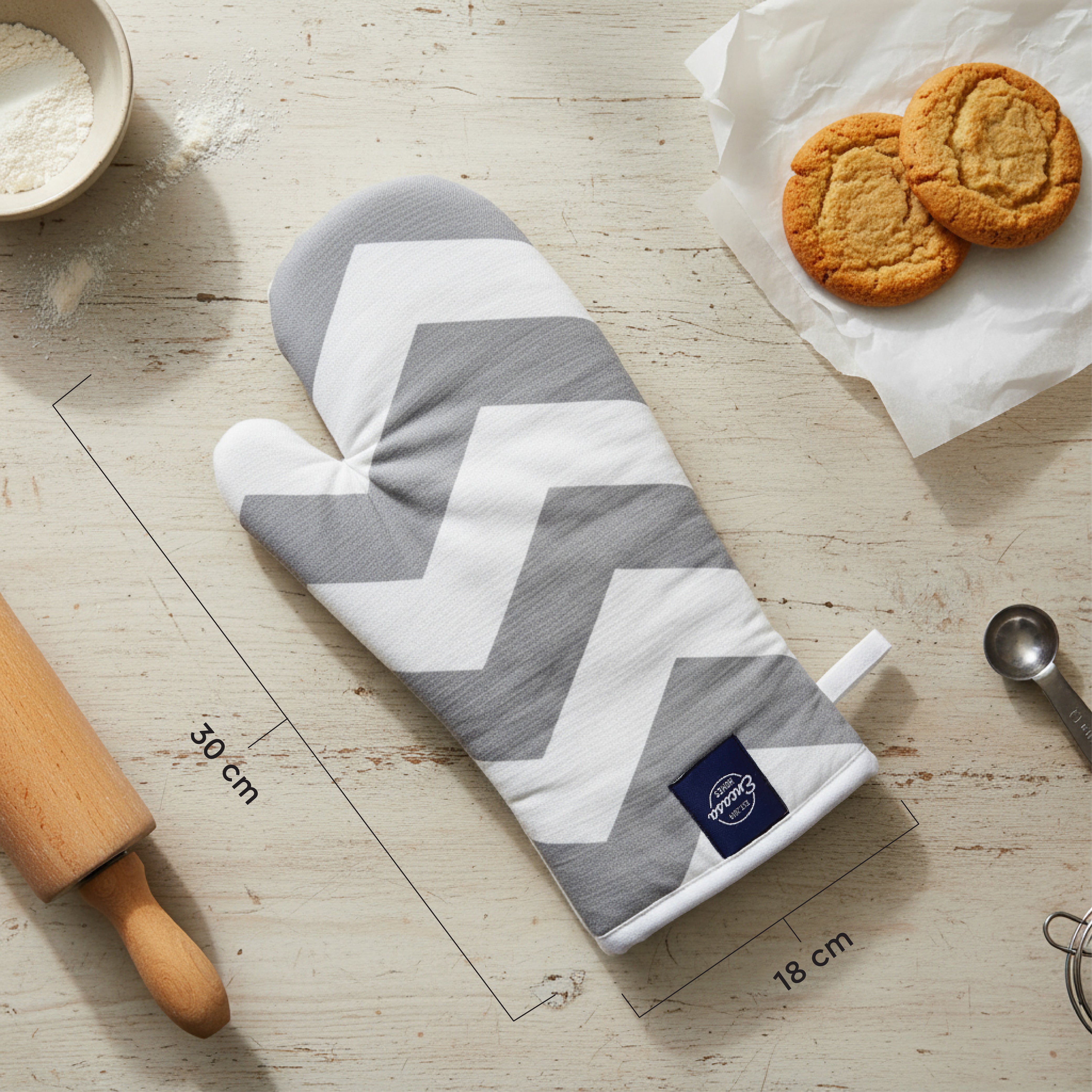 Cotton ZZ Grey Oven Gloves (Pack of 2)