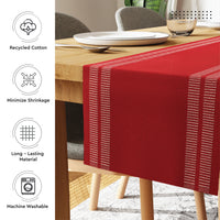 Cotton Ladder Red Table Runner+Placemat (Pack of 7)
