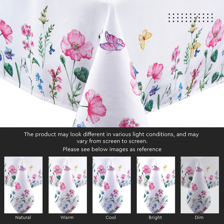 WR Spun Polyester Pink Butterflies Printed Table Cloth (Pack of 1)