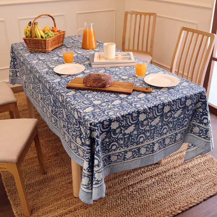 20s Cotton Twill Blue Table Cloth (Pack of 1)