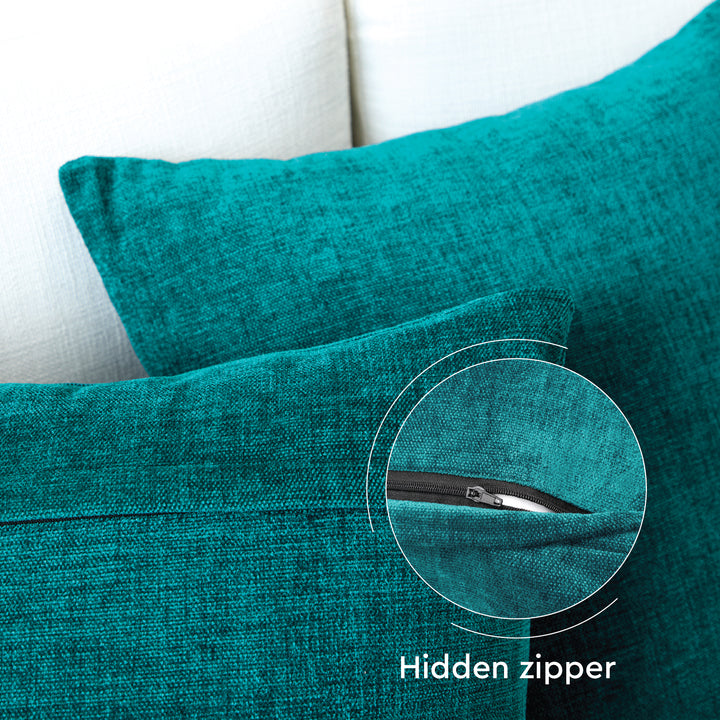 Chenille Solid Azul Blue Cushion Cover (Pack of 1)