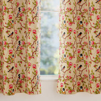 Blackout Polyester Pale Gold Birds Curtain (Pack of 2)