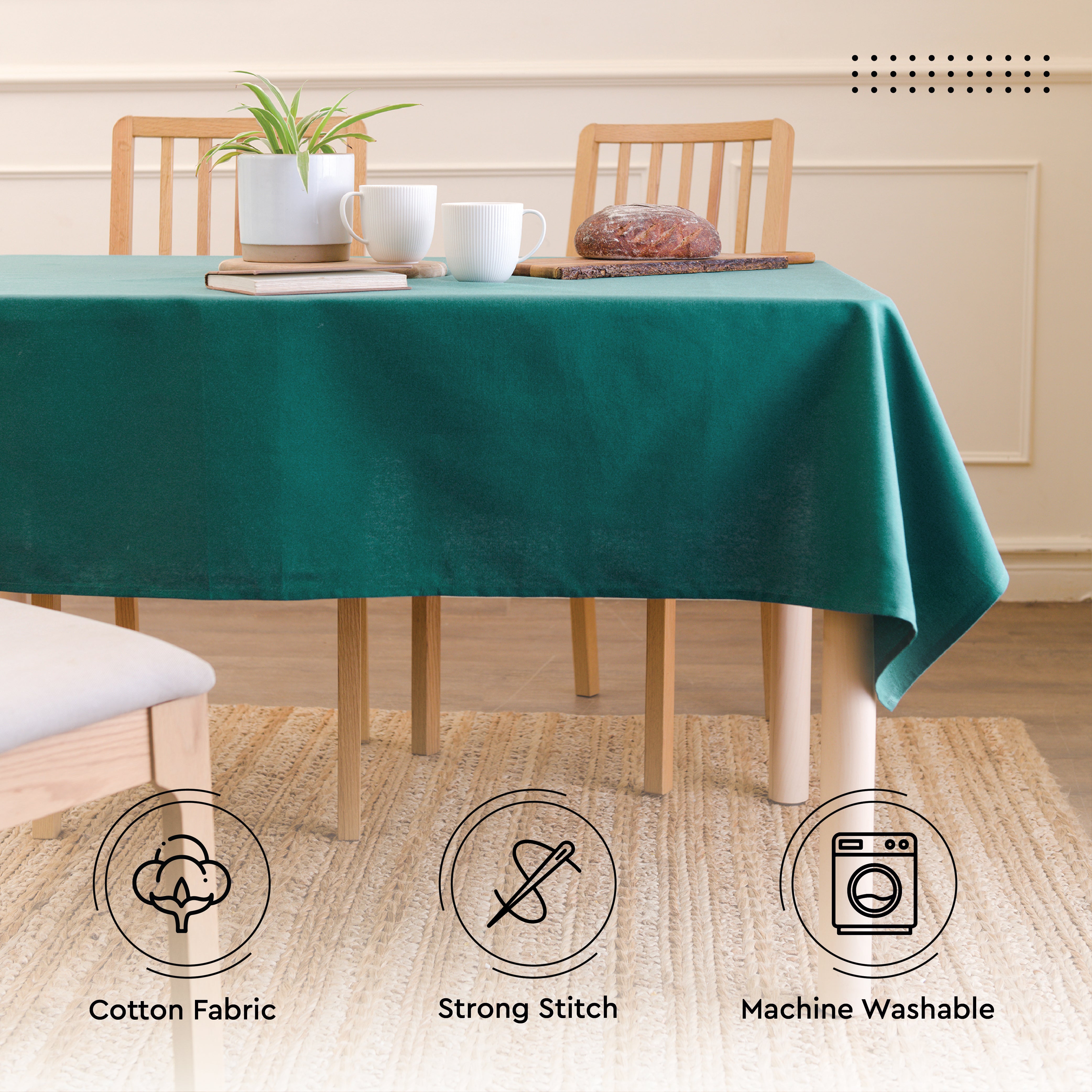 Cotton Emerald Table Cloth (Pack of 1)
