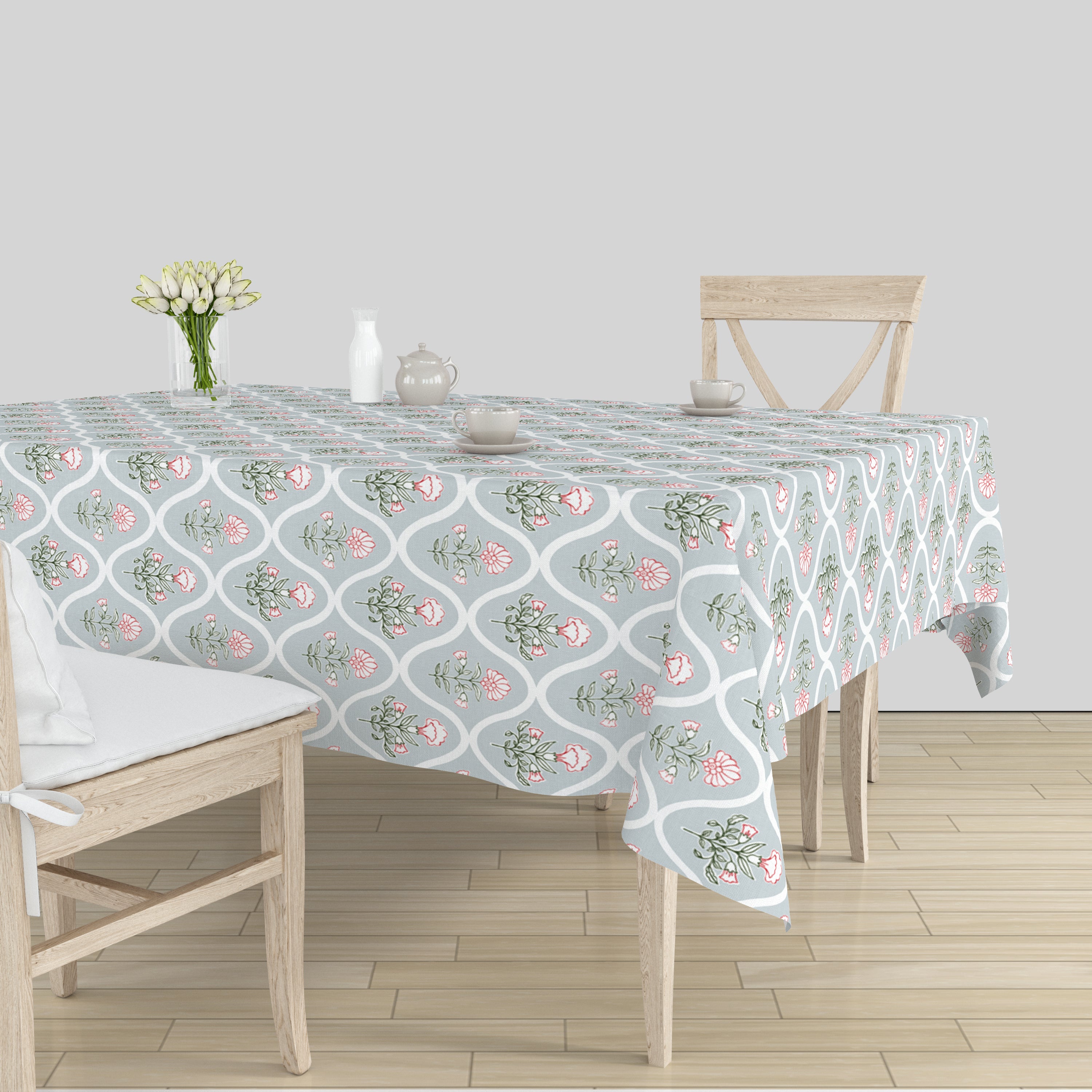 Polyester Light Grey Table Cloth (Pack of 1)