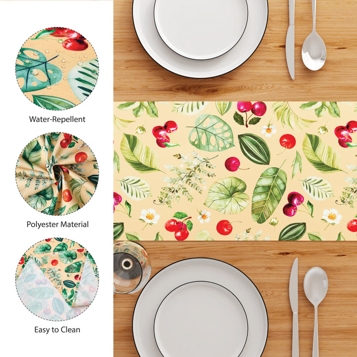 Water Repellent Polyester Cherry Table Runner (Pack of 1)