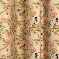 Blackout Polyester Pale Gold Birds Fabric 1 Meter