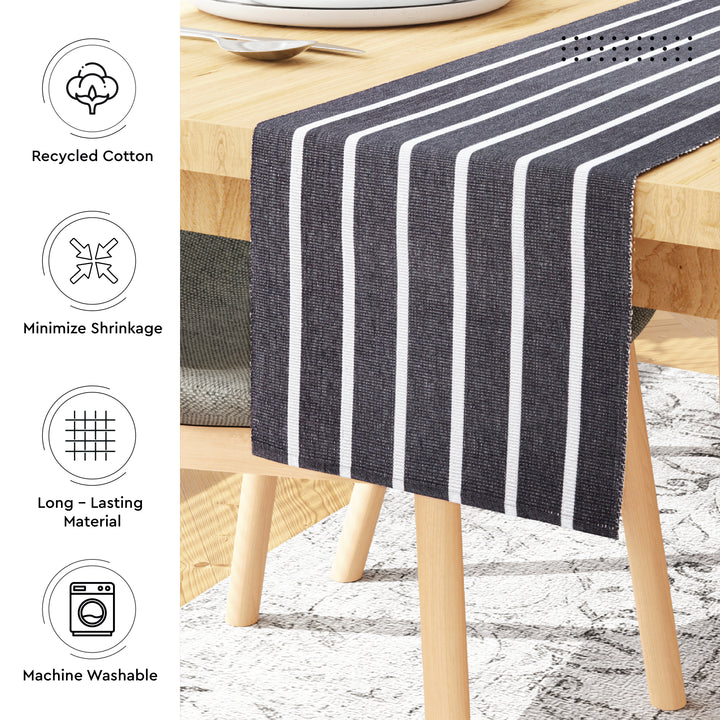 Cotton Roma Grey Table Runner+Placemat (Pack of 5)