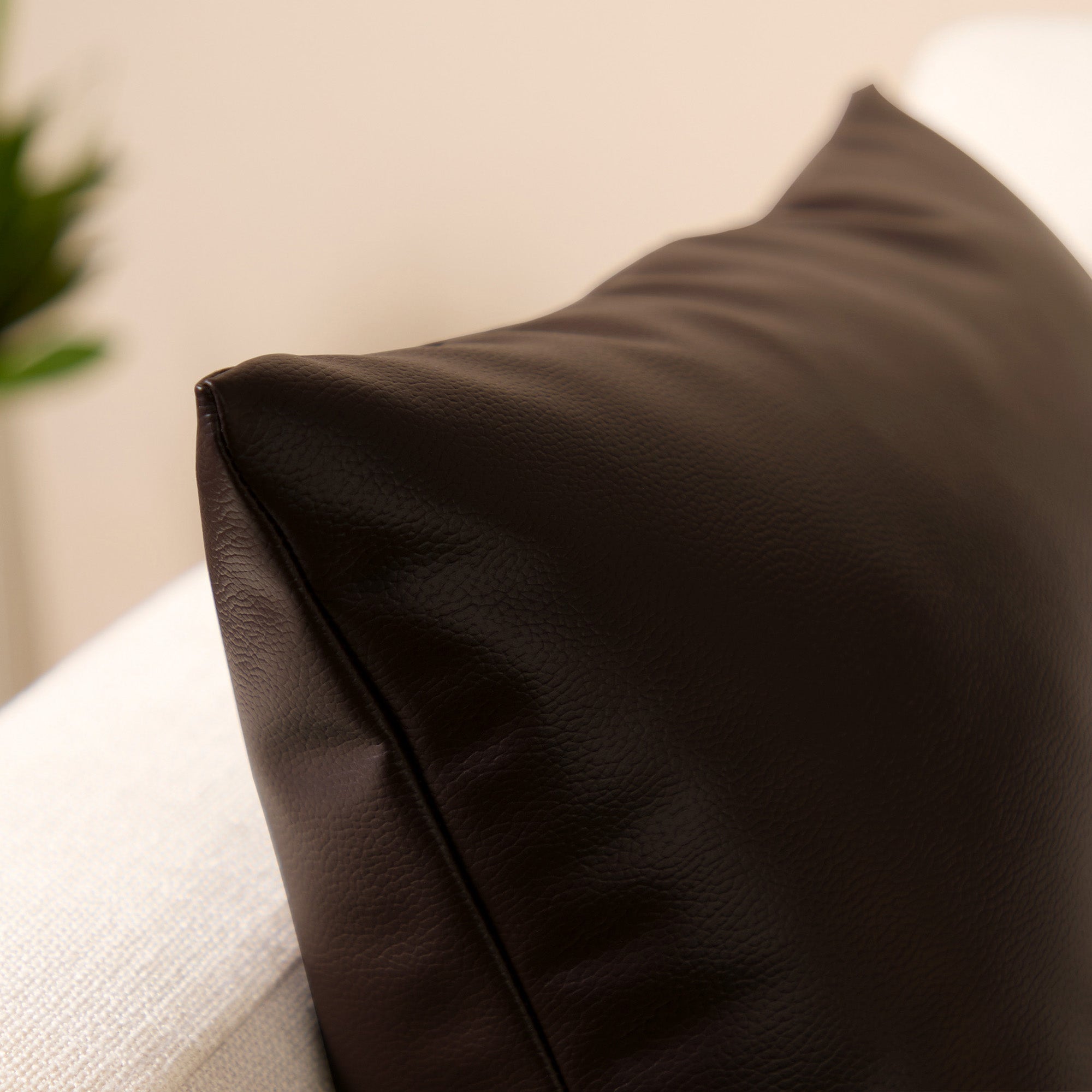 PVC Leather Dark Brown Cushion Cover (Pack of 4)