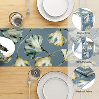 Blackout Polyester Gingko Blue Table Runner (Pack of 1)