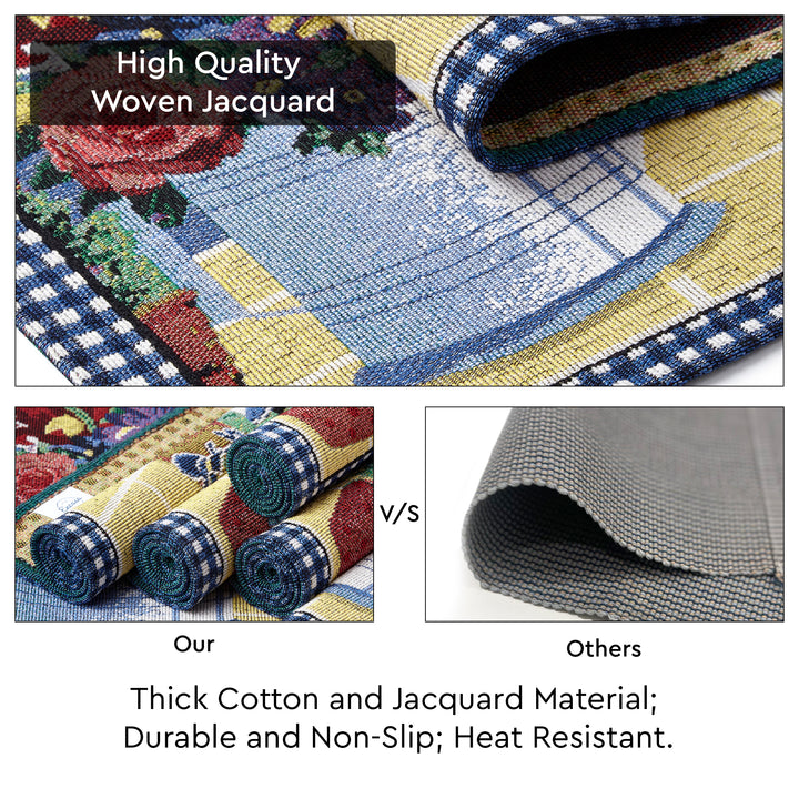 Cotton Flowerpot Table Runner+Placemat (Pack of 5)
