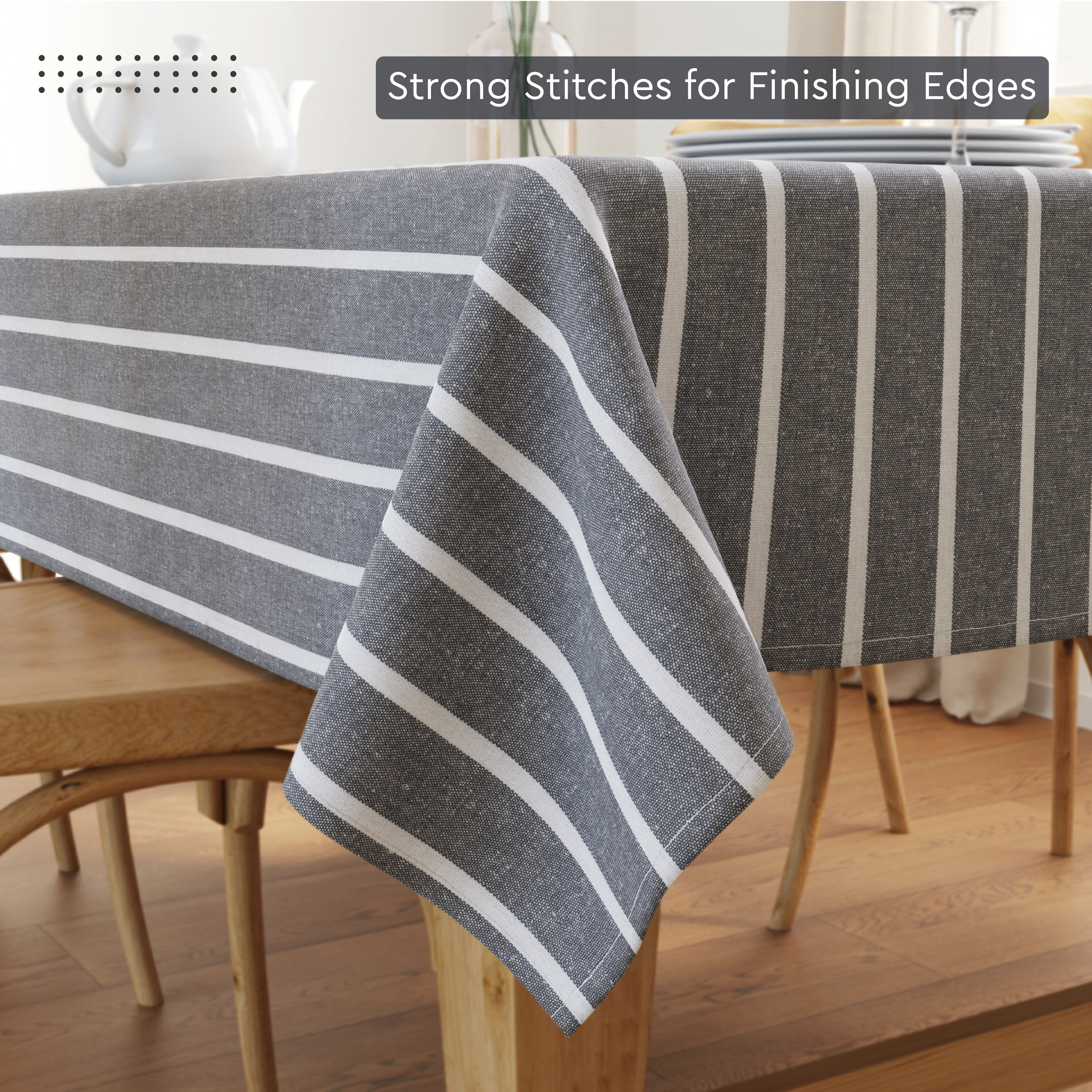 Cotton Roma Grey Stripes Table Cloth (Pack of 1)