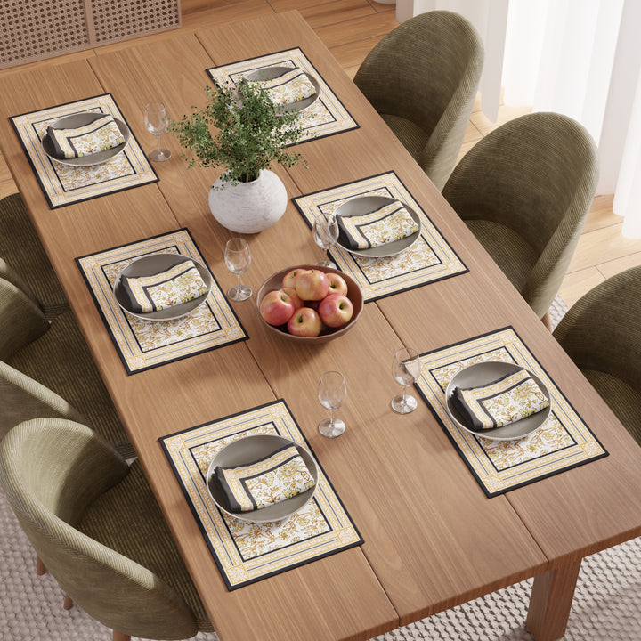 Cotton Canvas Yellow-02 Placemat + Table Napkins