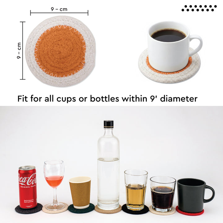 Cotton Coral & Off White Coaster