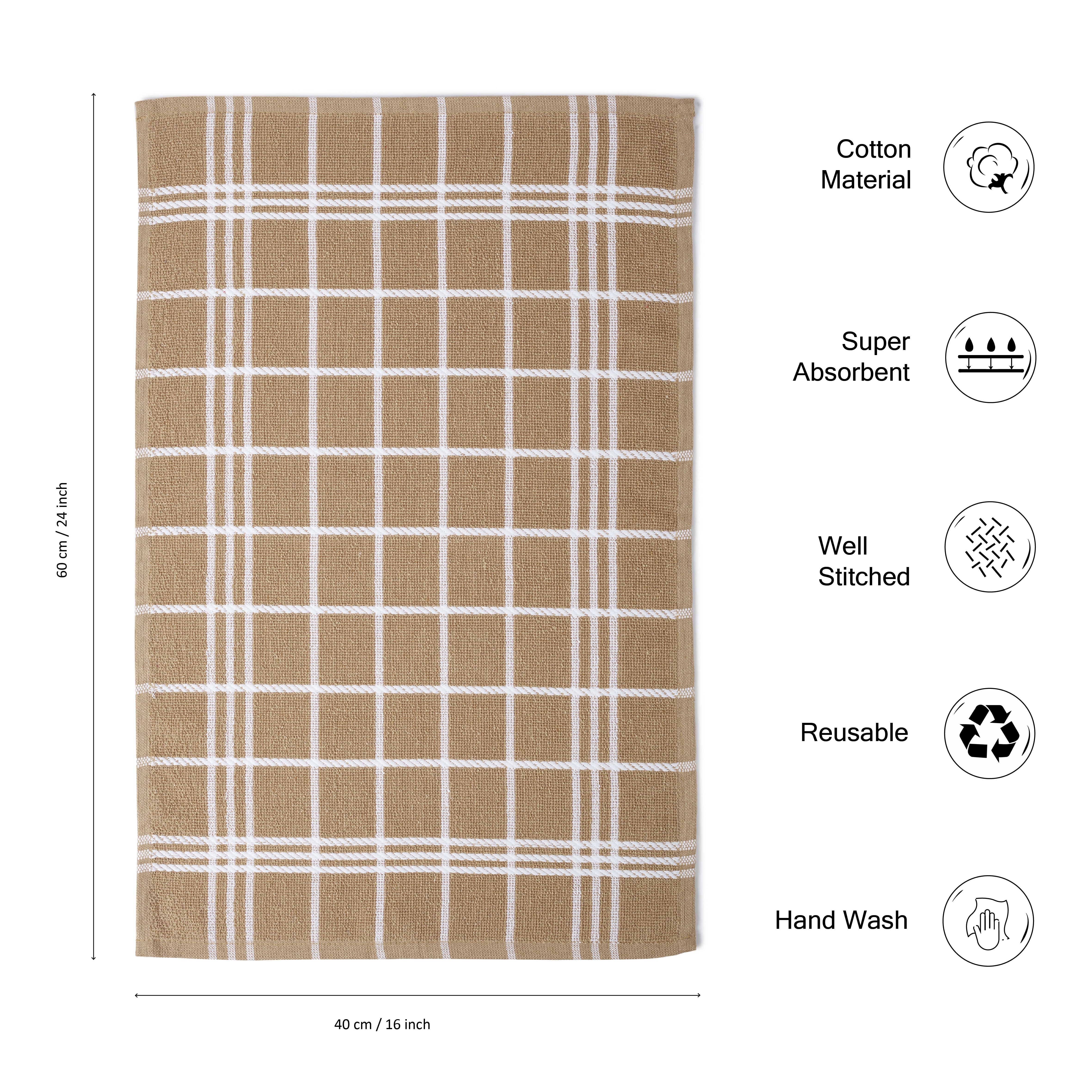 Cotton Beige Terry Kitchen Towel (Pack of 4)