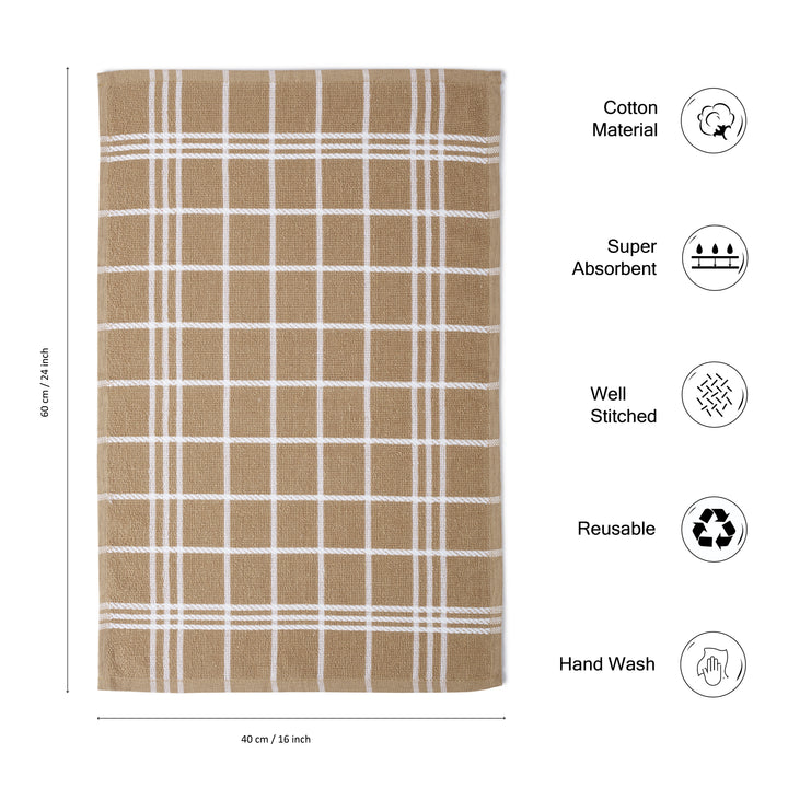 Cotton Beige Terry Kitchen Towel (Pack of 4)