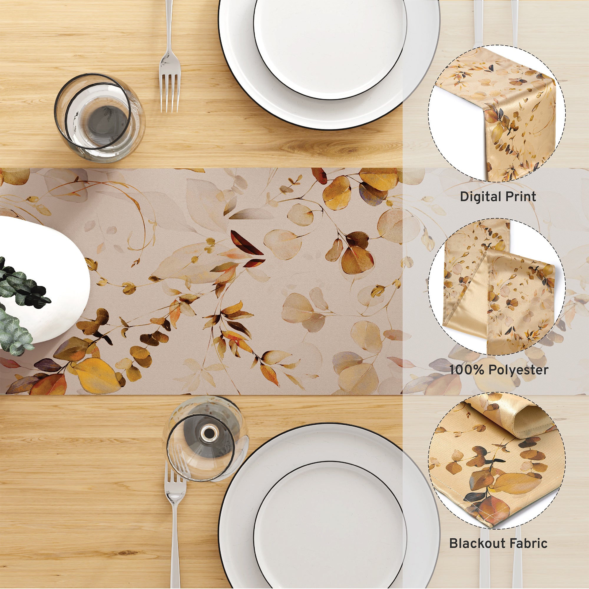 Blackout Polyester L1 Gold Table Runner (Pack of 1)