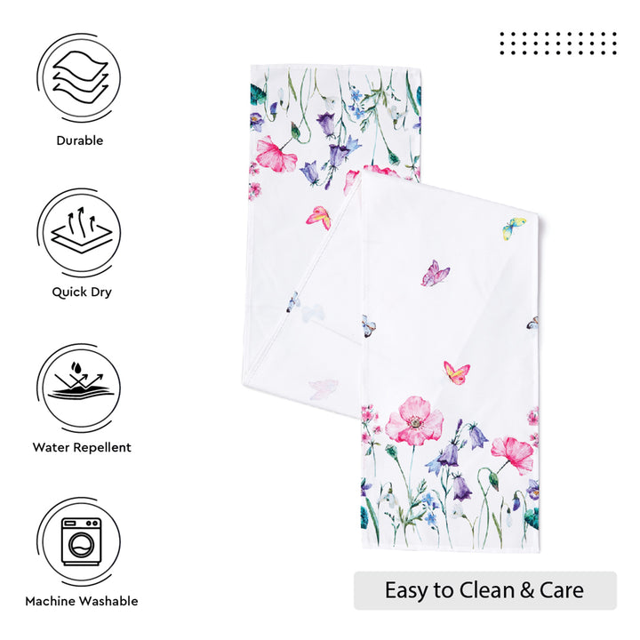 Spun Polyester Pink Butterflies Table Runner (Pack of 1)