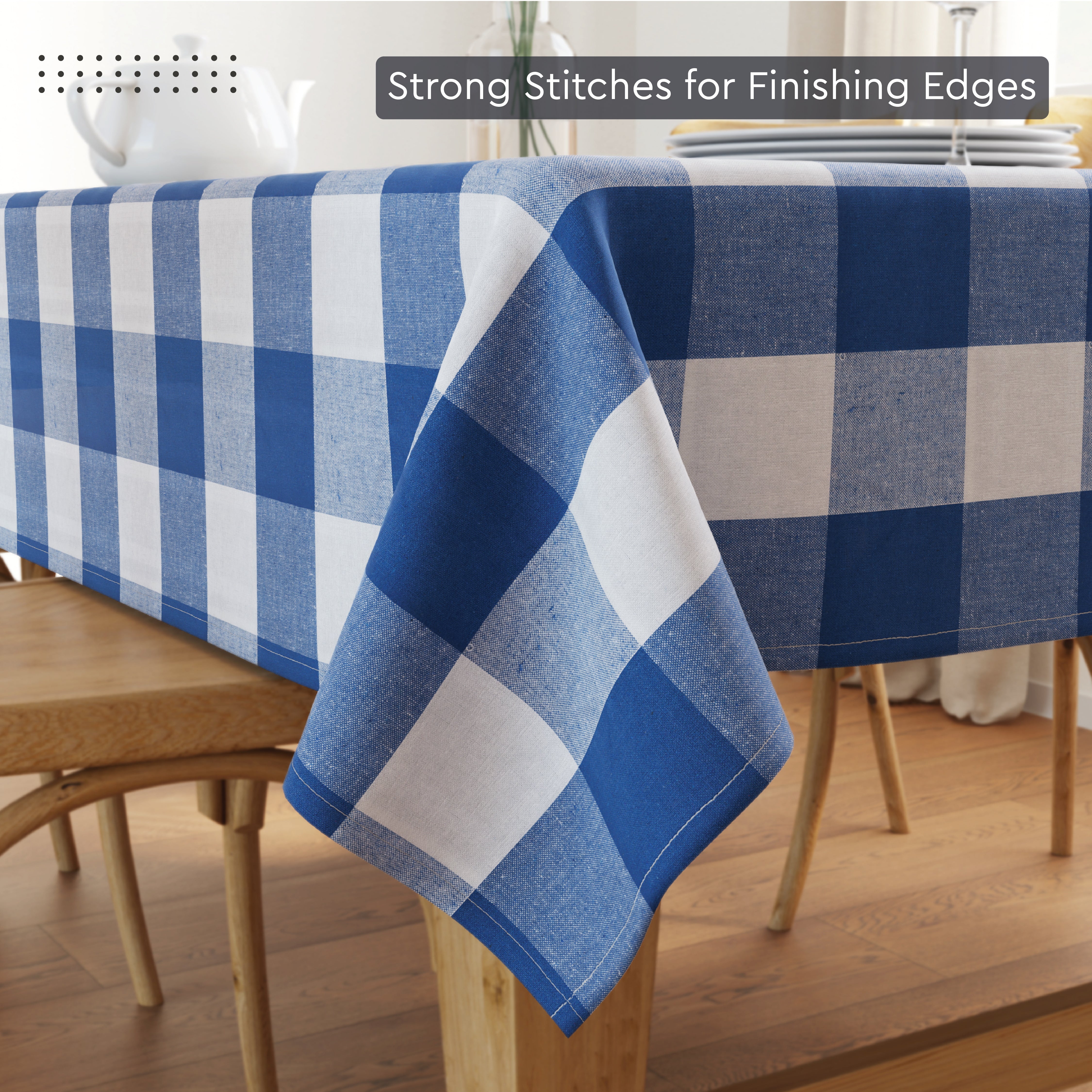 Cotton Buffalo Blue Checks Table Cloth (Pack of 1)
