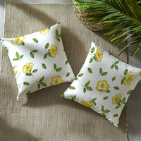 Micro Hibiscus Yellow Cushion Cover