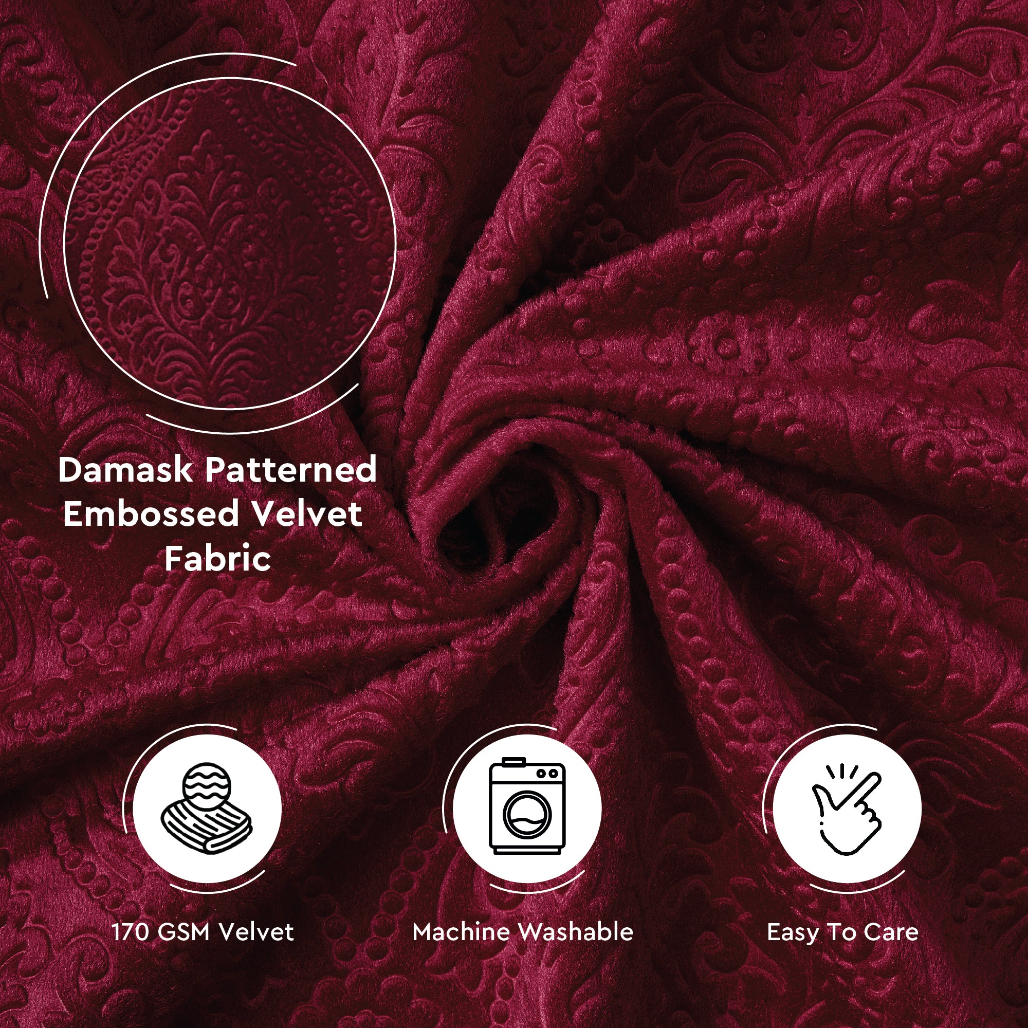 Embossed Velvet Fabric Material By Meter | Sofa Cloth Material | Unstitched Fabric For Making Cushion Cover, Sofa Cover, Backdrop| 175 GSM, Width 54 Inches | Order By Meter