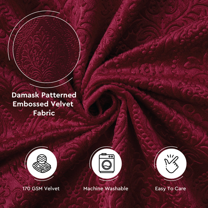Embossed Velvet Maroon Fabric