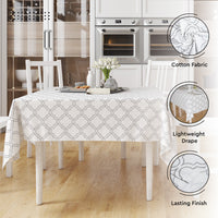 Cotton White Tiles Table Cloth (Pack of 1)