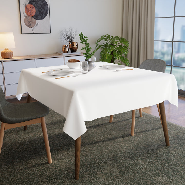 Polyester White Table Cloth (Pack of 1)