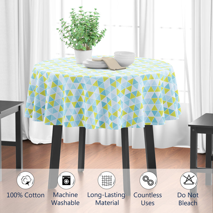 Cotton Triangles Aqua Table Cloth (Pack of 1)