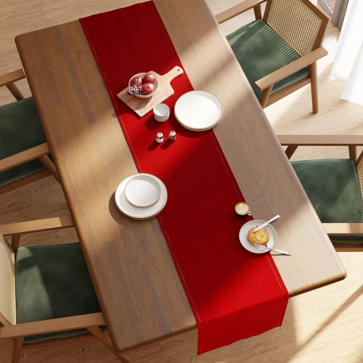 Cotton Red Table Runner (Pack of 1)