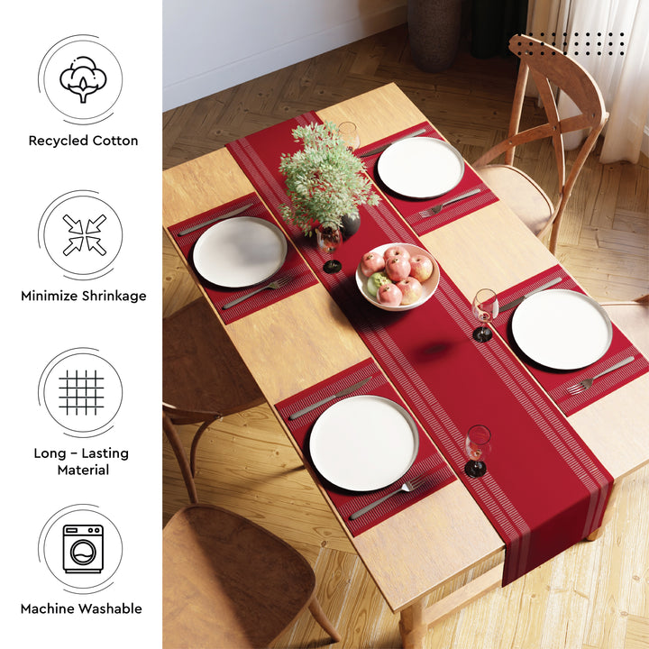 Cotton Ladder Red Table Runner (Pack of 1)