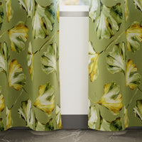Blackout Polyester Gingko Green Curtain (Pack of 2)