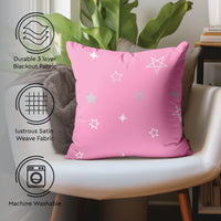 Blackout Polyester Star Pink Cushion Cover (Pack of 2)