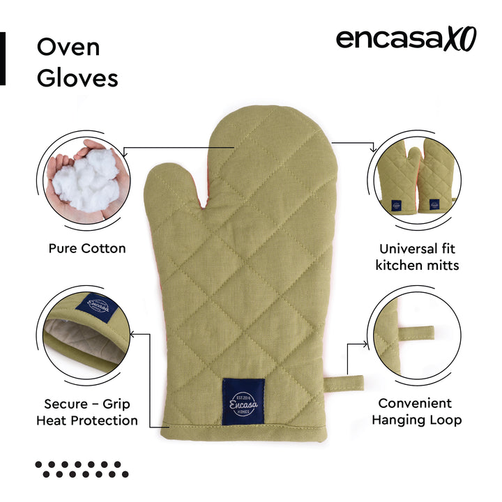 Canvas Sage & Coral Oven Gloves (Pack of 2)