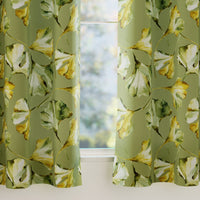 Blackout Polyester Gingko Green Curtain (Pack of 2)