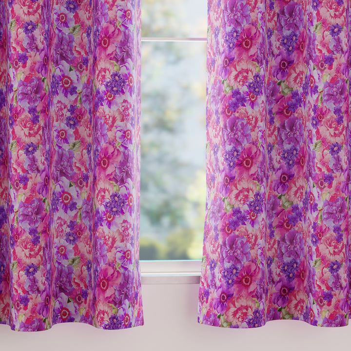 Blackout Polyester F2 Pink Curtain (Pack of 2)