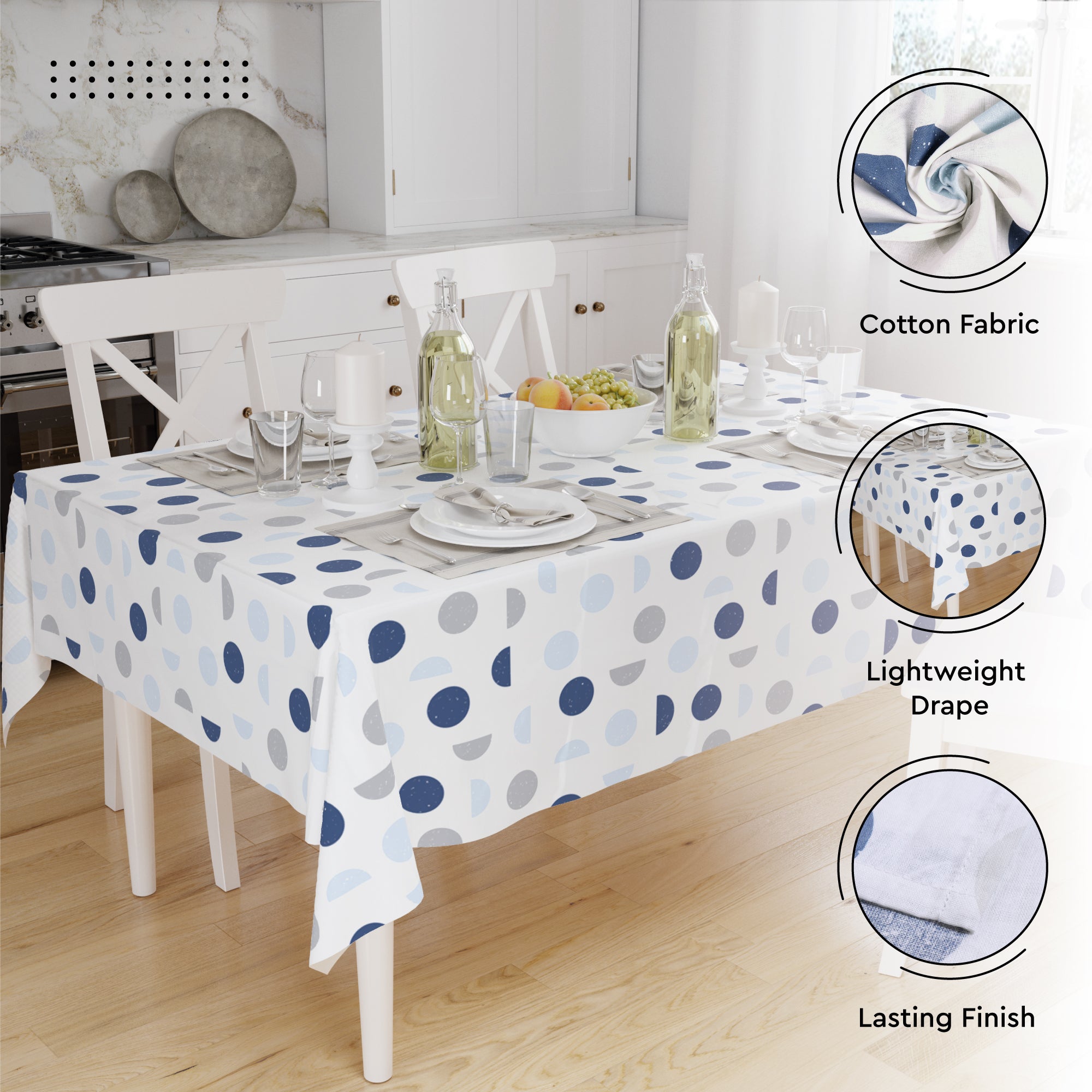 Cotton Blue Moon Table Cloth (Pack of 1)