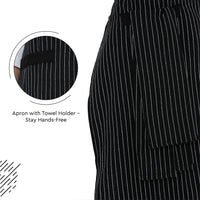 Cotton Butcher Stripes Black Apron (Pack of 1)
