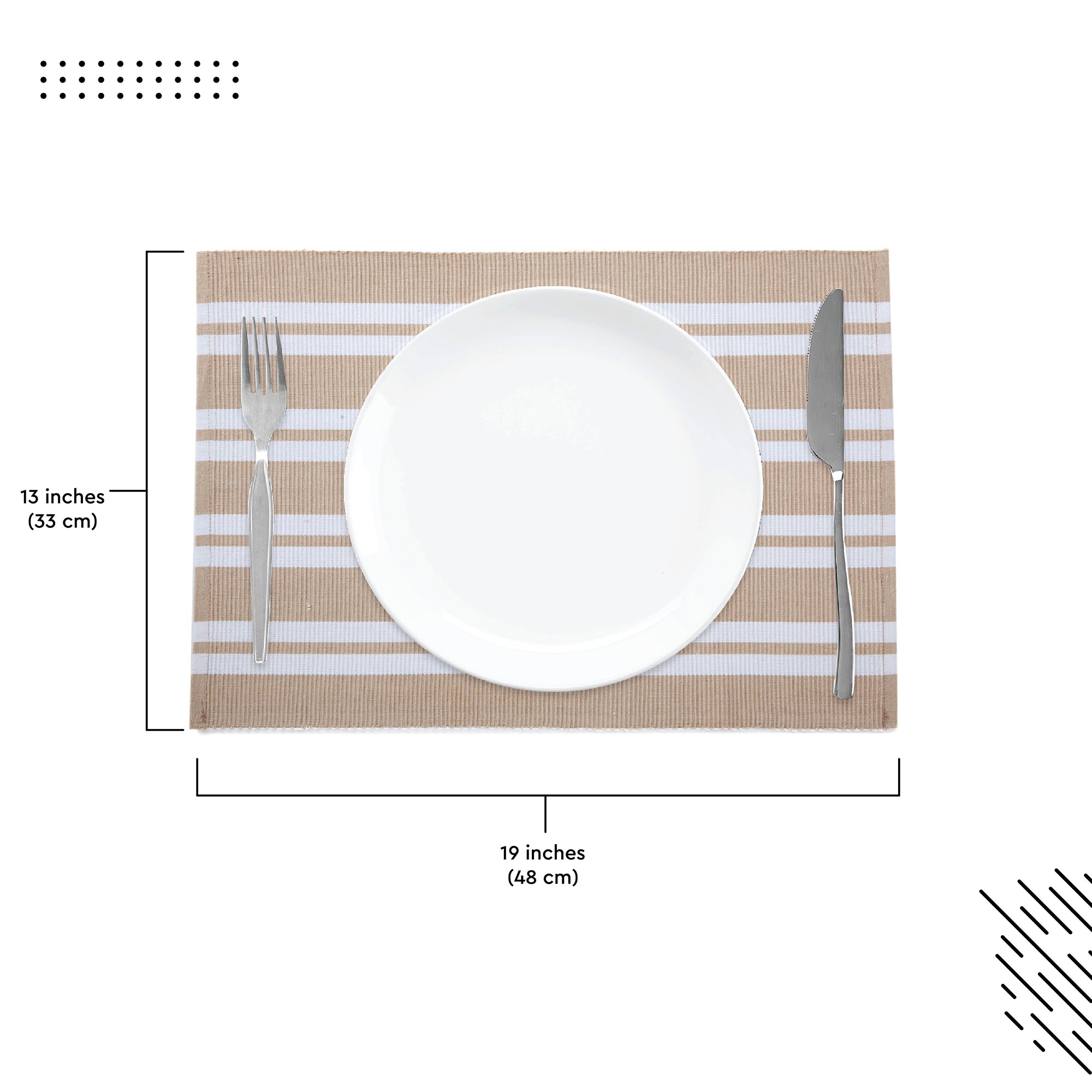 Cotton Franca Beige Stripes Placemat (Pack of 6)