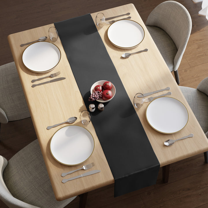 PVC Leather Black Table Runner (Pack of 1)