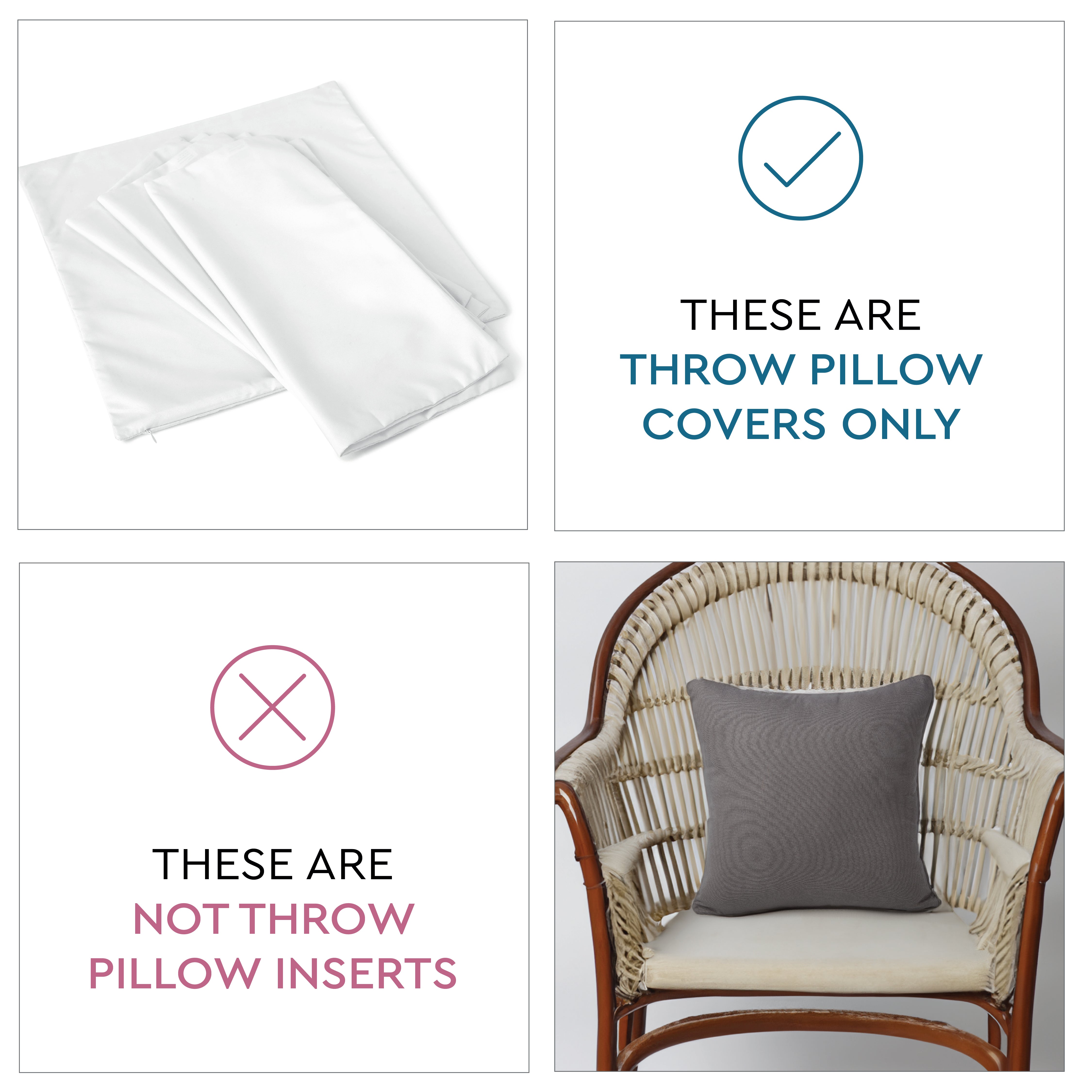 Cotton Light Grey with Grey Cushion Cover (Pack of 2)