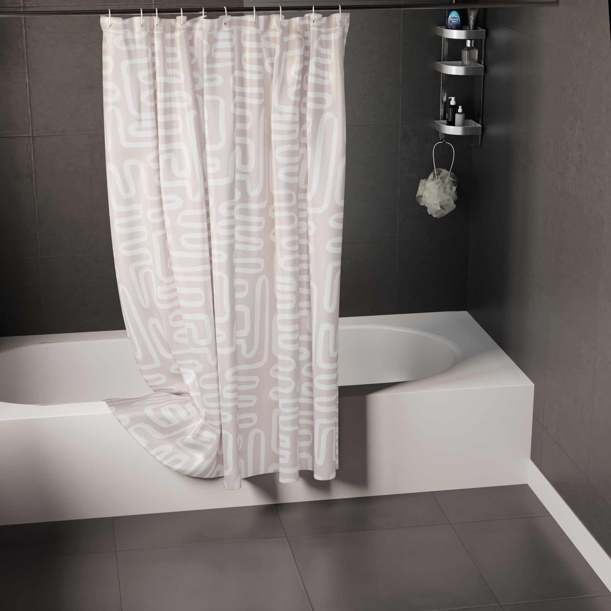 Polyester Boho Maze Beige Shower Curtain (Pack of 1)