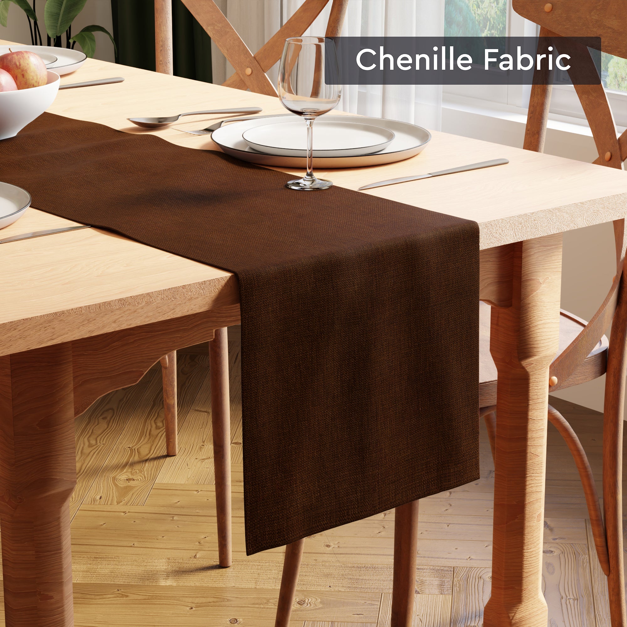 Chenille Chocolate Table Runner
