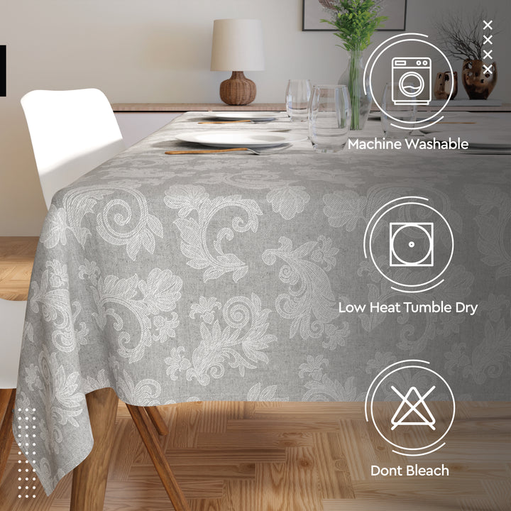 Cotton Grey Table Cloth (Pack of 1)