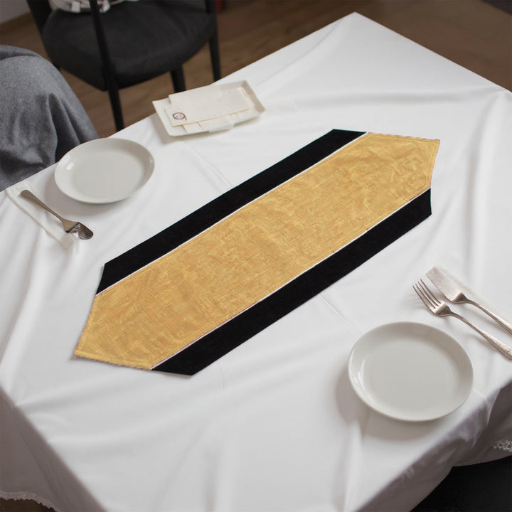Cotton Black & Mustard Table Runner (Pack of 1)
