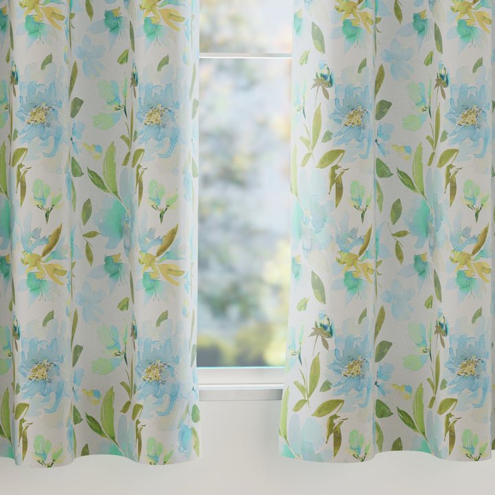 Blackout Polyester F1 Aqua Curtain (Pack of 2)